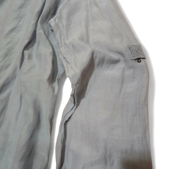 Elie Tahari Light Gray Women's Size Medium Silk Blend Embroidered Silk Blouse - Picture 8 of 10